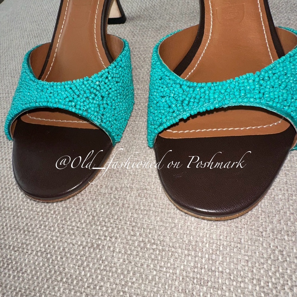 STAUD Brigitte Beaded Slide Sandals - Teal - Picture 11 of 16
